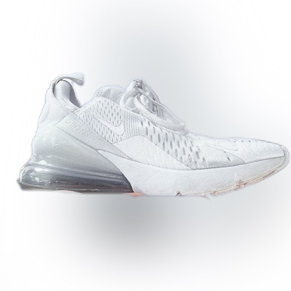 Nike Air Max 270 White Silver Boys Athletic Shoes Sneakers AO2372-103 Size 3.5